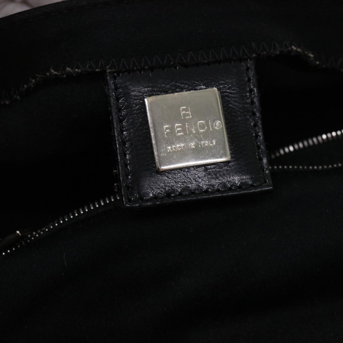 FENDI Mamma Baguette Shoulder Bag Nylon Leather Black am4595