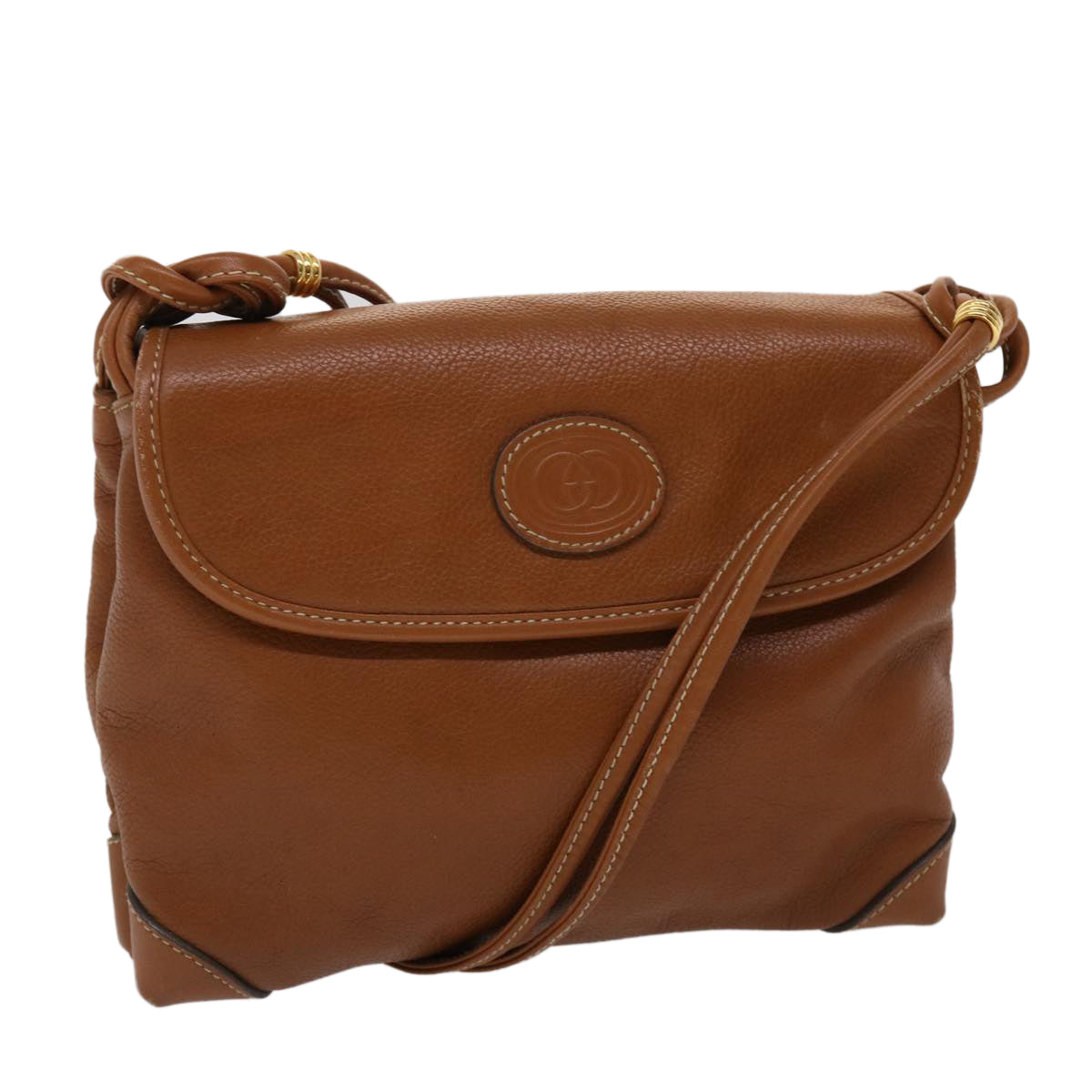 GUCCI Shoulder Bag Leather Brown 007•105•0072 am4599
