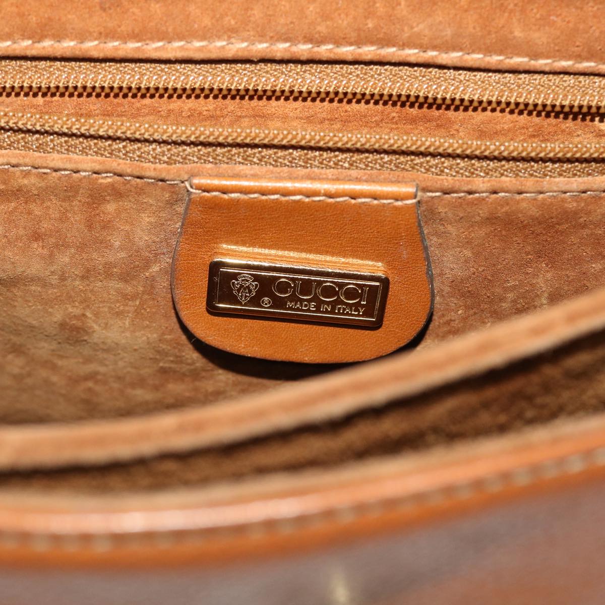 GUCCI Shoulder Bag Leather Brown 007•105•0072 am4599