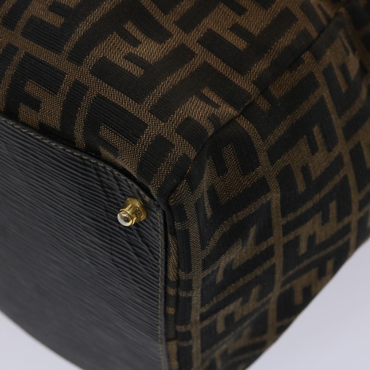 FENDI Zucca Canvas Boston Bag Nylon Brown Black am4661