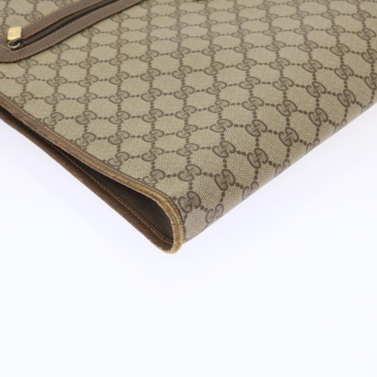 GUCCI GG Canvas Clutch Bag PVC Leather Beige 89.20.004 am4697