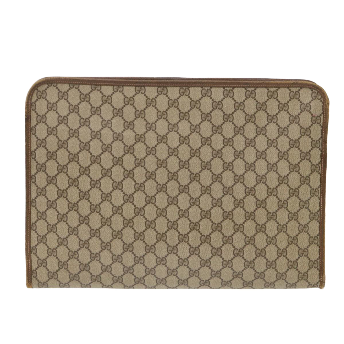 GUCCI GG Canvas Clutch Bag PVC Leather Beige 89.20.004 am4697