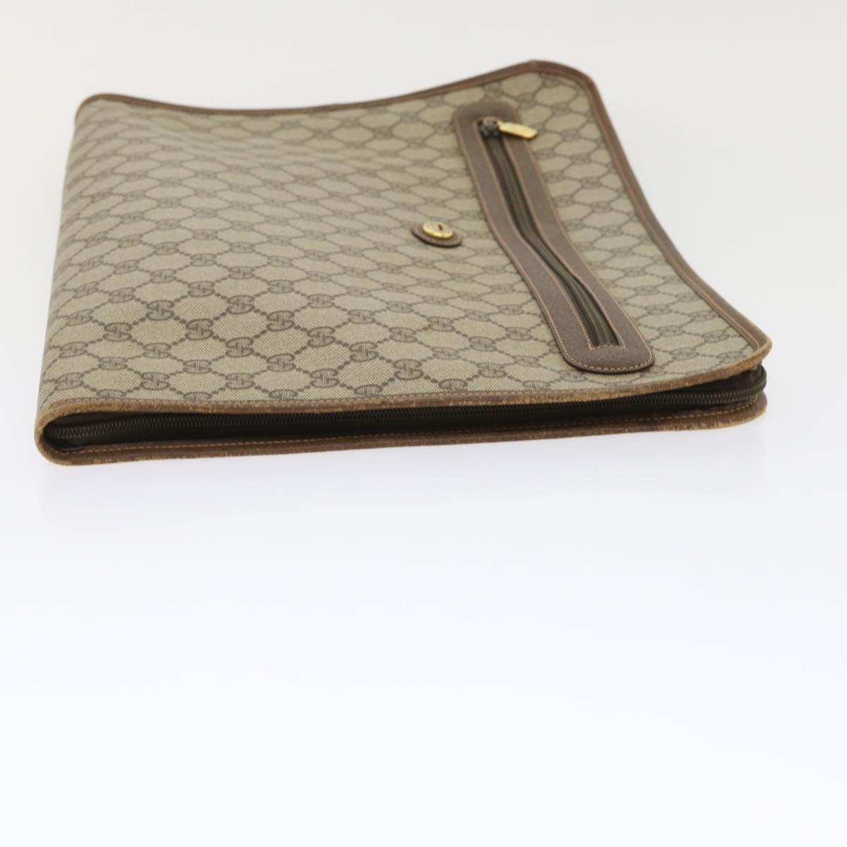 GUCCI GG Canvas Clutch Bag PVC Leather Beige 89.20.004 am4697
