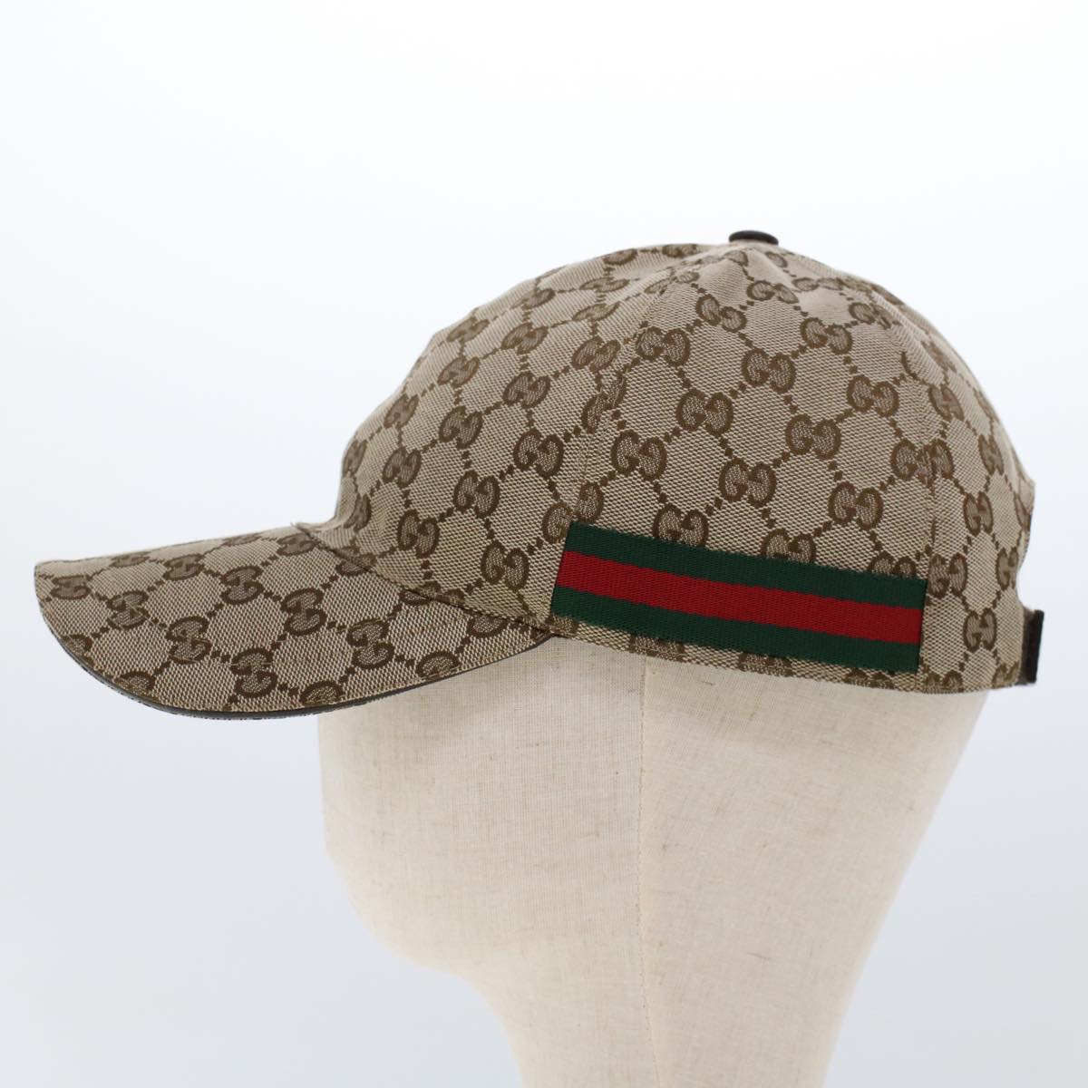 GUCCI GG Canvas Web Sherry Line Cap L Beige Red Green 200035 am4707