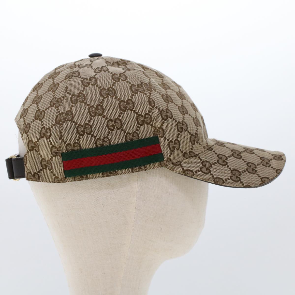 GUCCI GG Canvas Web Sherry Line Cap L Beige Red Green 200035 am4707