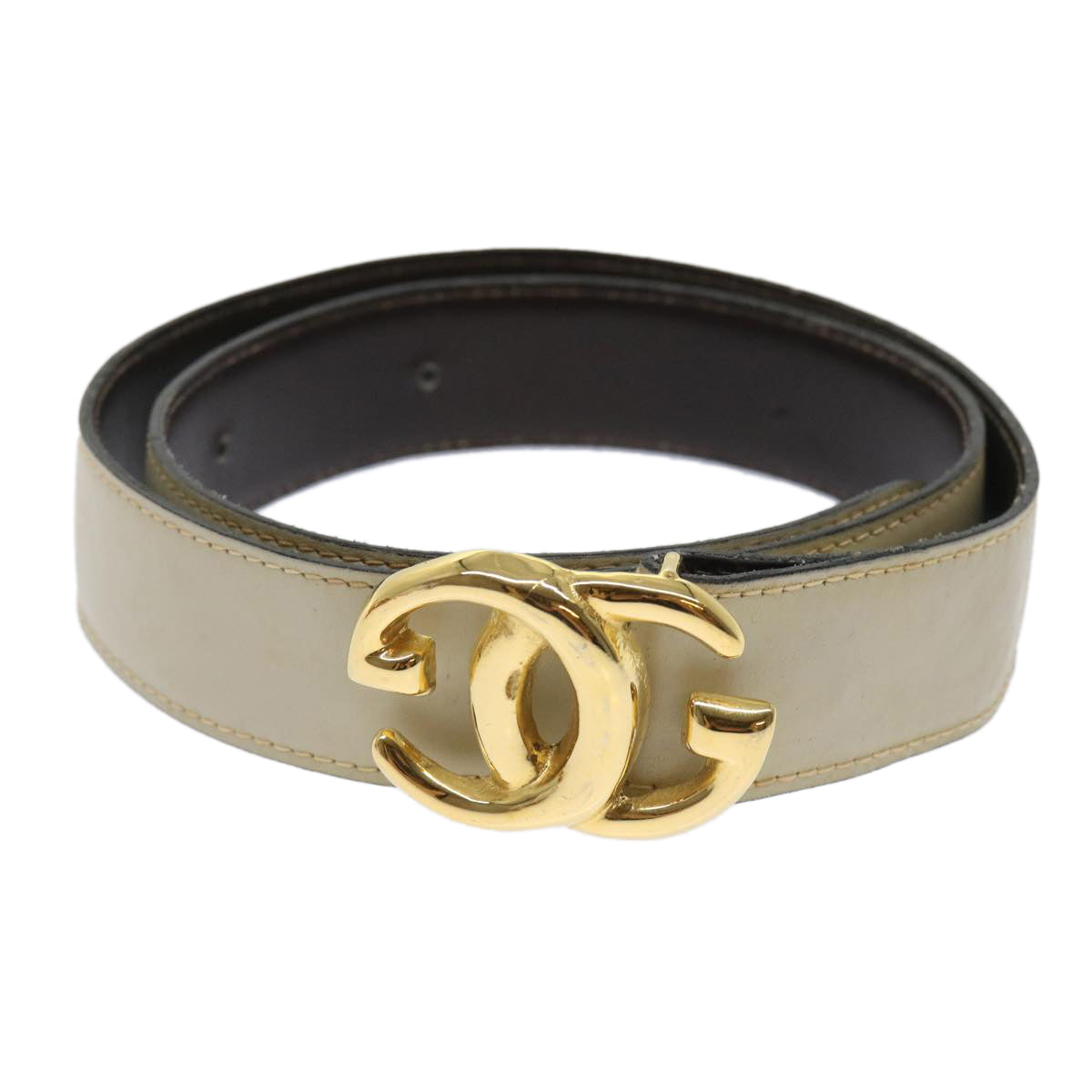 GUCCI Belt Leather 33.5"" White am4713