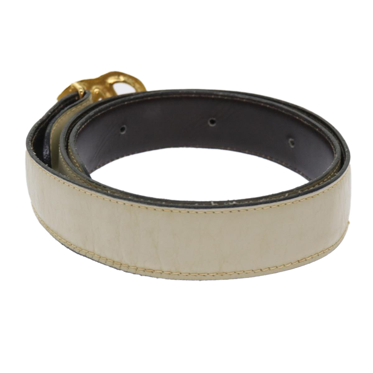 GUCCI Belt Leather 33.5"" White am4713