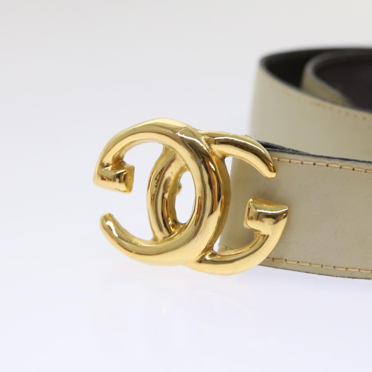 GUCCI Belt Leather 33.5"" White am4713