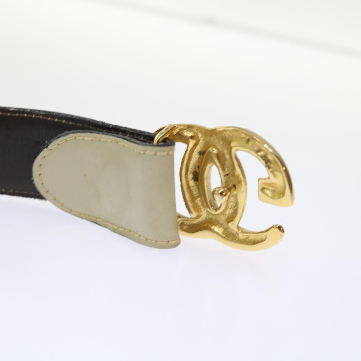 GUCCI Belt Leather 33.5"" White am4713
