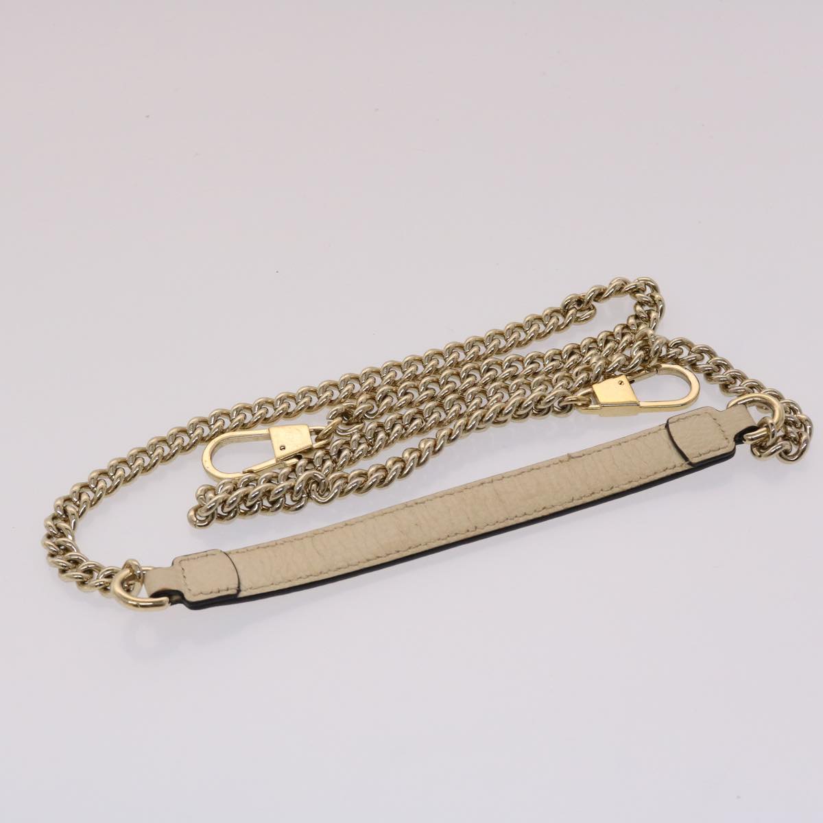 GUCCI Interlocking Chain Shoulder Bag Leather White 607720 am4734