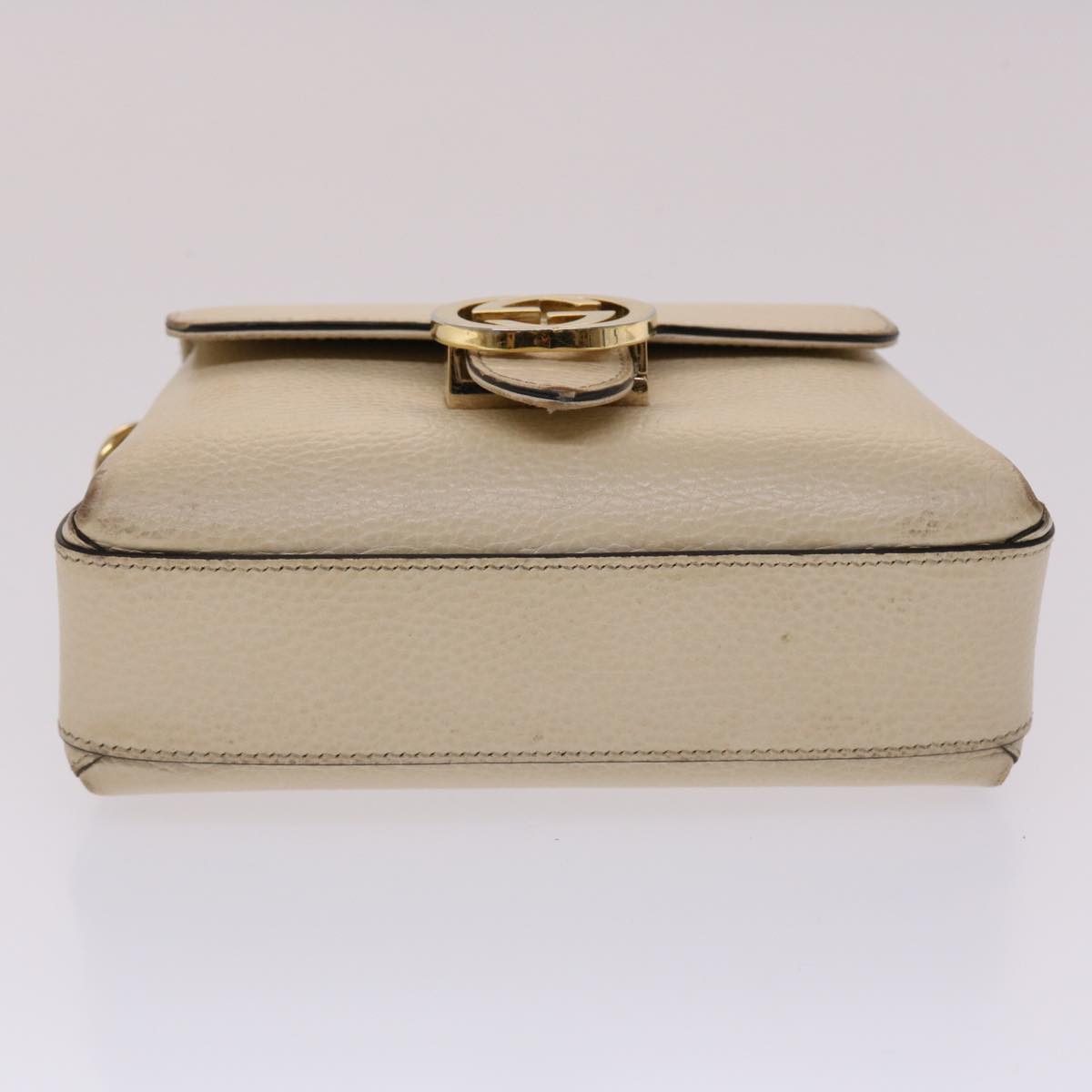 GUCCI Interlocking Chain Shoulder Bag Leather White 607720 am4734