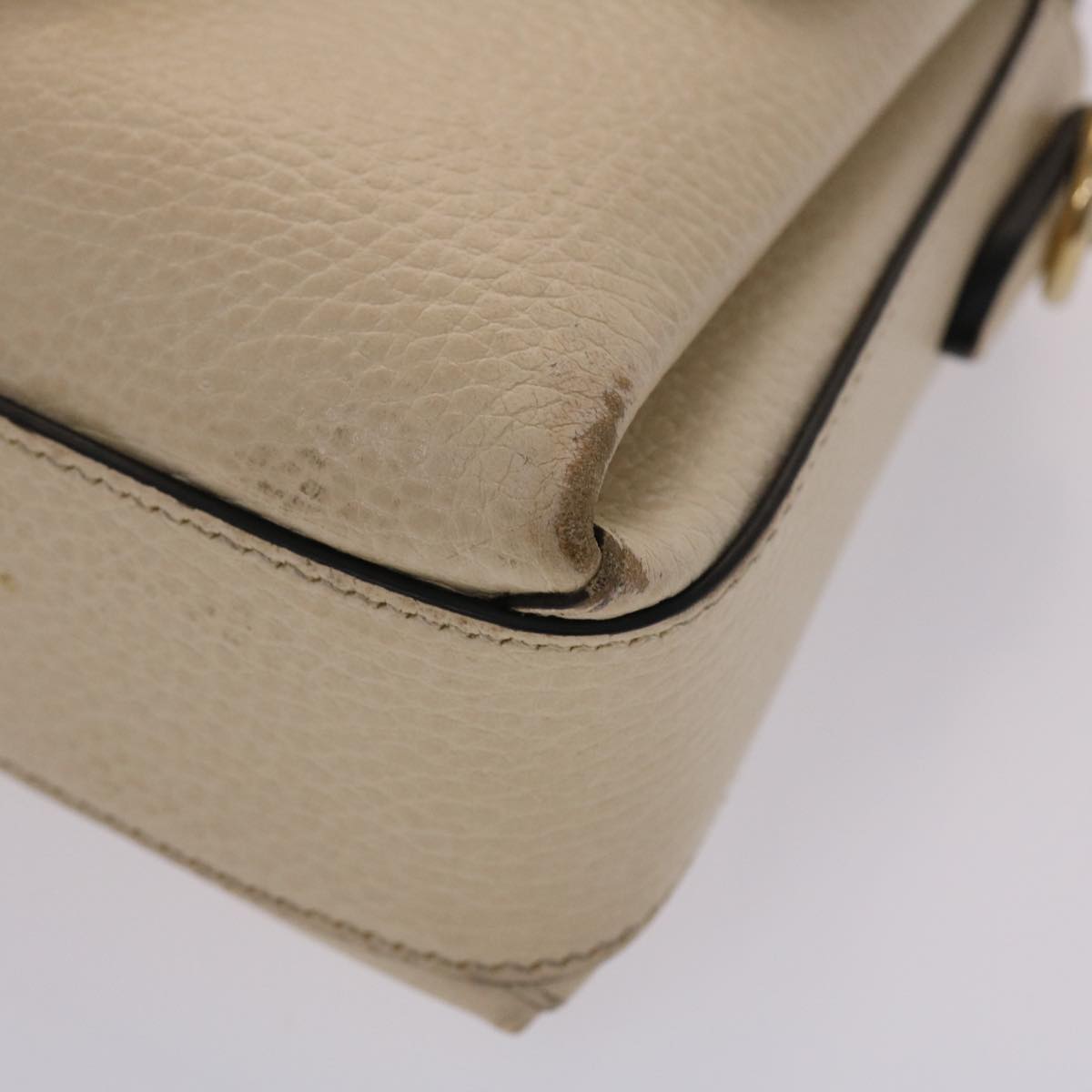 GUCCI Interlocking Chain Shoulder Bag Leather White 607720 am4734