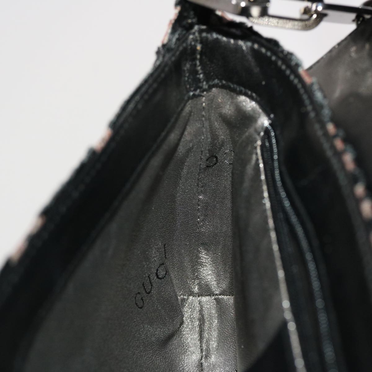 GUCCI Chain Shoulder Bag Velor Black 0013829 am4747