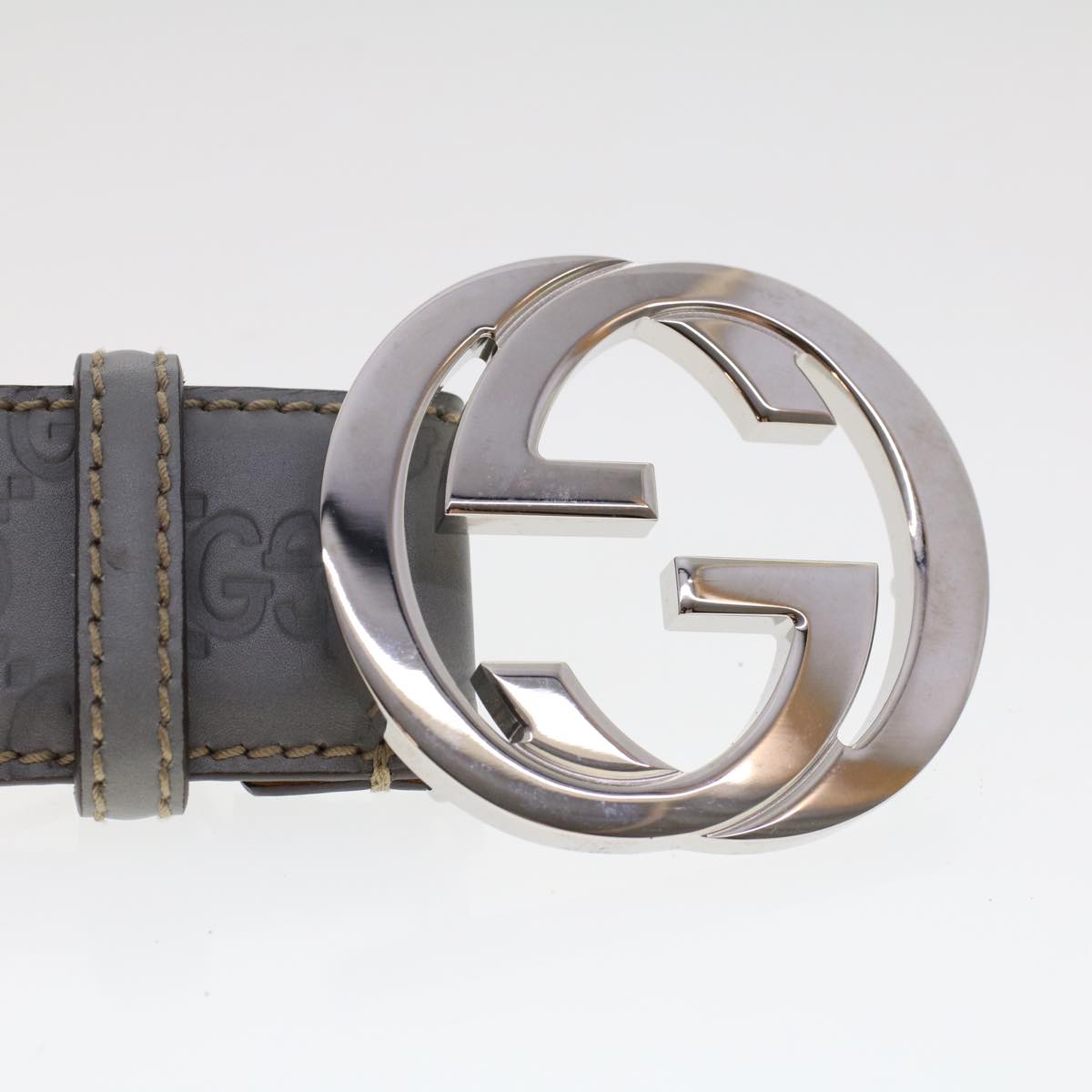 GUCCI GG Canvas interlocking Guccissima Belt 37.4"" Gray 114984 am4766