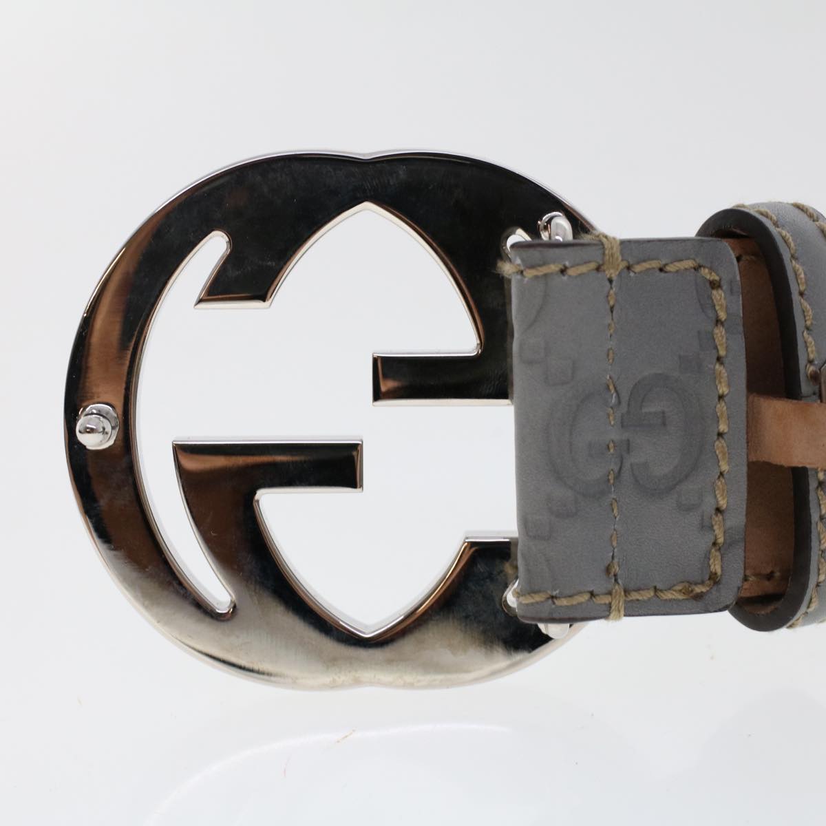 GUCCI GG Canvas interlocking Guccissima Belt 37.4"" Gray 114984 am4766
