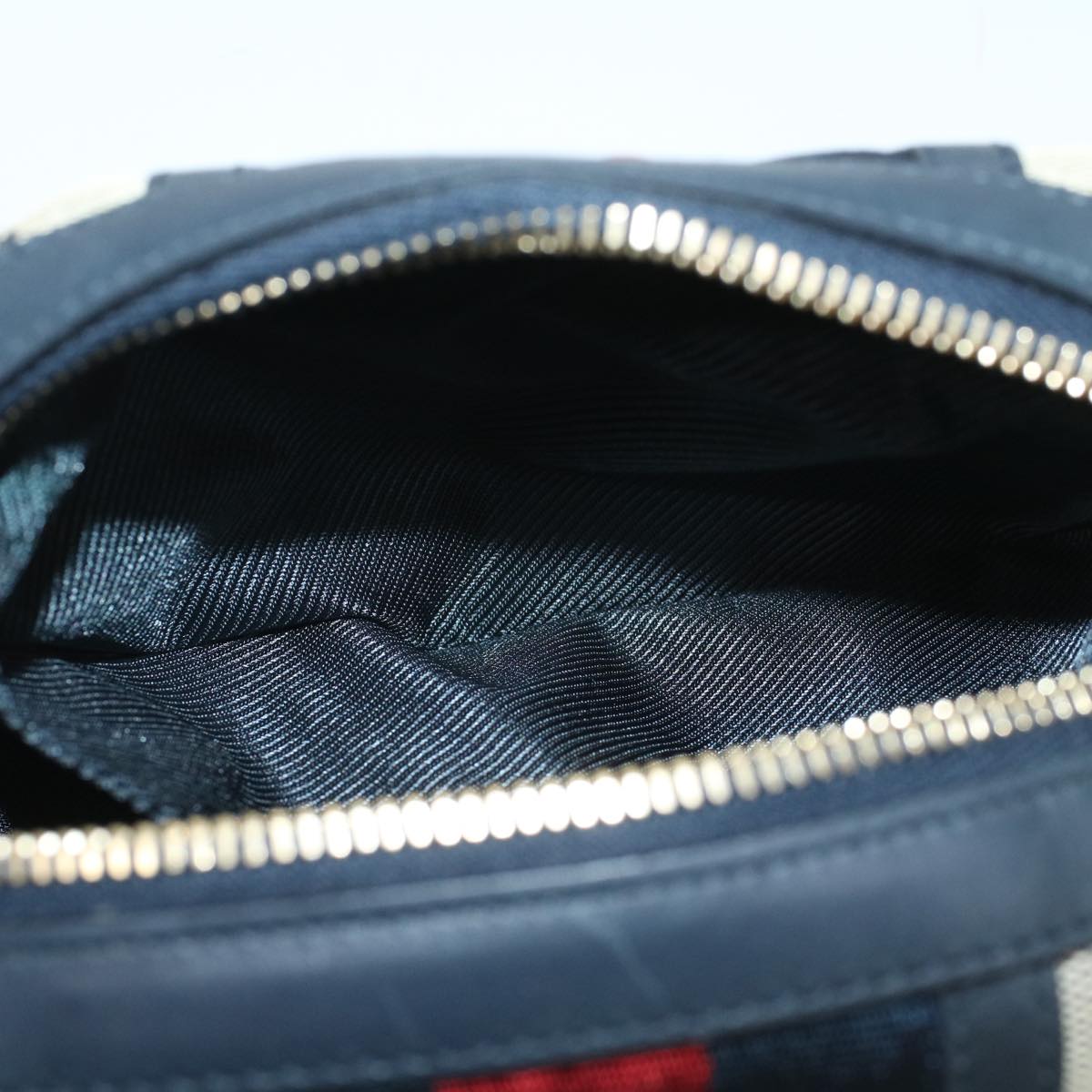 GUCCI GG Canvas Sherry Line Pouch Gray Red Navy 256636 am4777