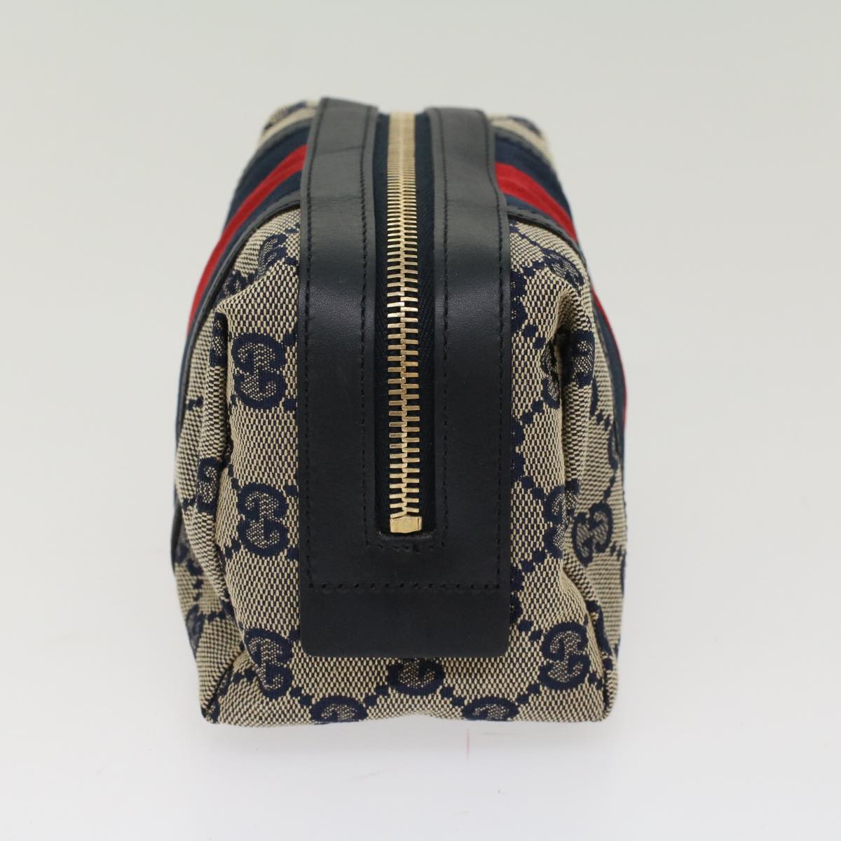 GUCCI GG Canvas Sherry Line Pouch Gray Red Navy 256636 am4777