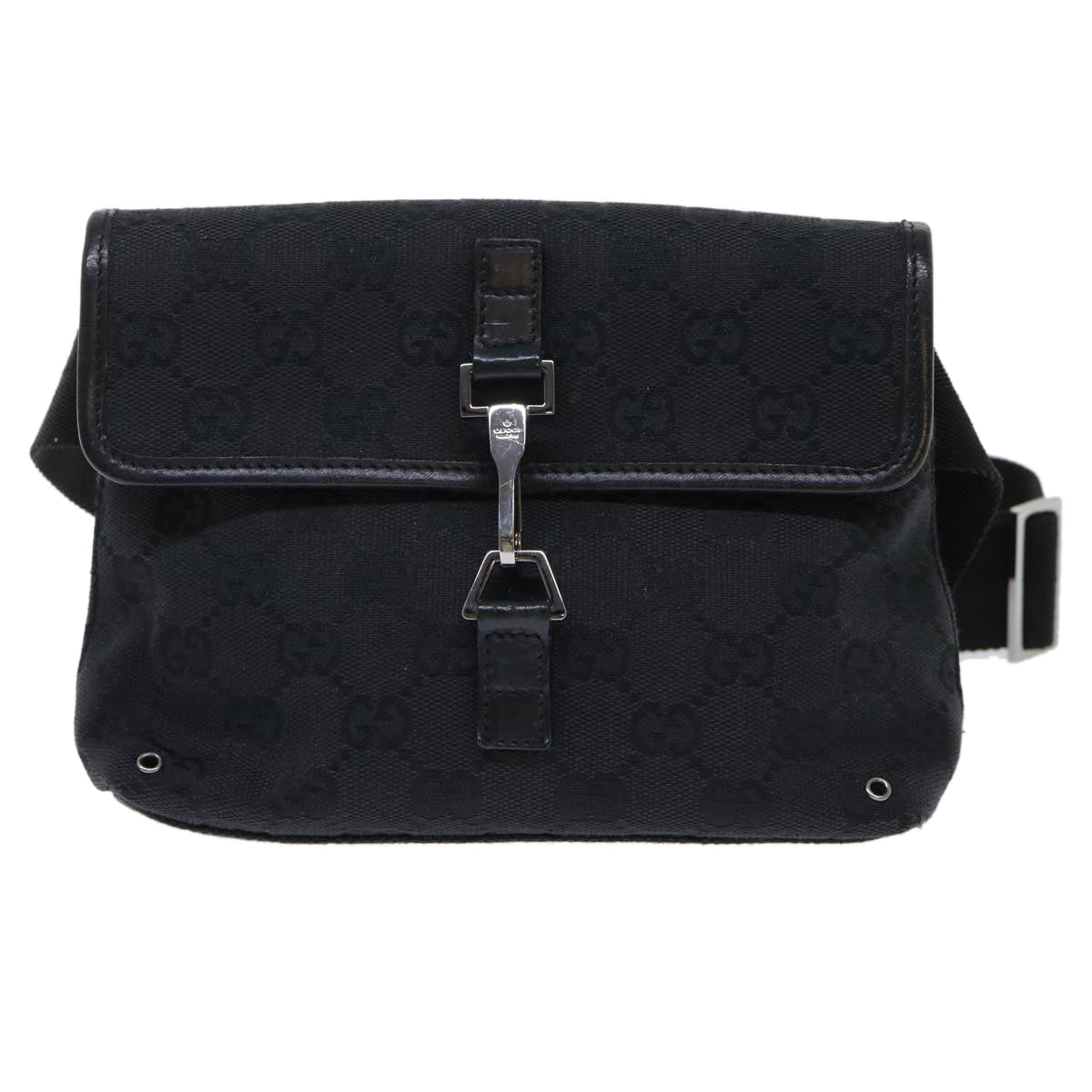 GUCCI GG Canvas Waist Bag Canvas Black 92543 am4830