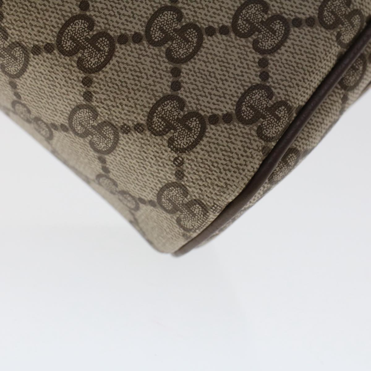 GUCCI GG Canvas Web Sherry Line Shoulder Bag PVC Leather Beige Red am4836