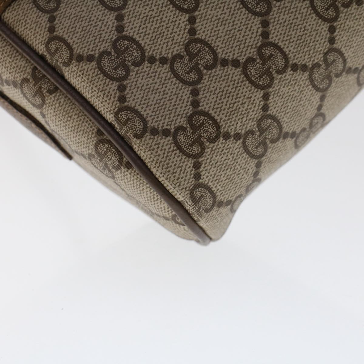 GUCCI GG Canvas Web Sherry Line Shoulder Bag PVC Leather Beige Red am4836