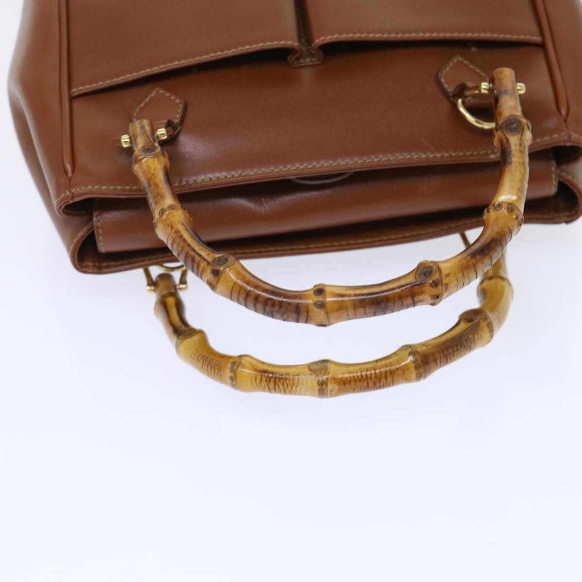 GUCCI Bamboo Hand Bag Leather Black 000.1274.0290 am4842