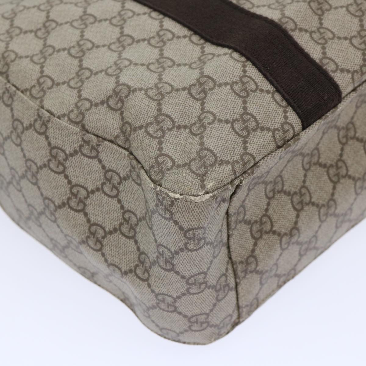 GUCCI GG Canvas Web Sherry Line Shoulder Bag PVC Leather 2Set Beige am4903