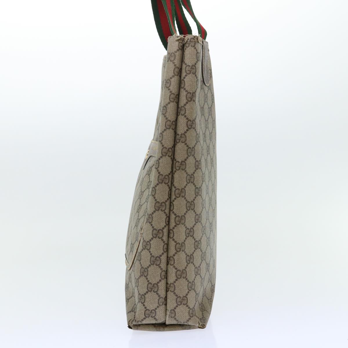 GUCCI GG Canvas Web Sherry Line Shoulder Bag PVC Leather 2Set Beige am4903