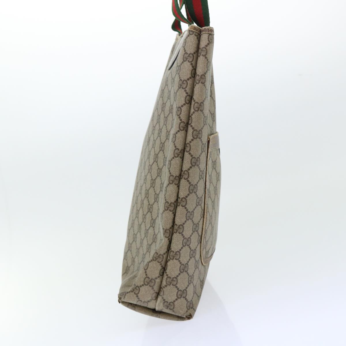 GUCCI GG Canvas Web Sherry Line Shoulder Bag PVC Leather 2Set Beige am4903