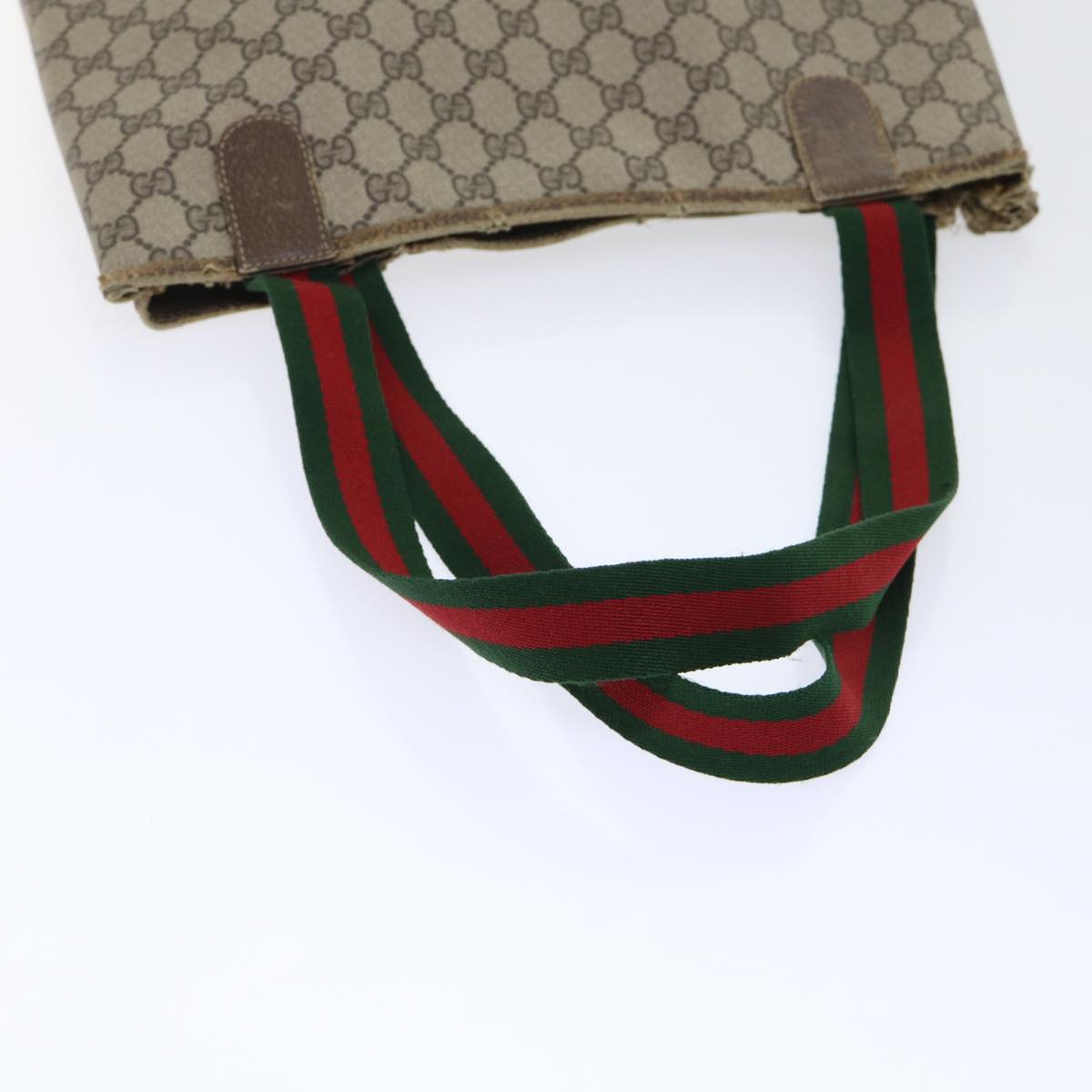 GUCCI GG Canvas Web Sherry Line Shoulder Bag PVC Leather 2Set Beige am4903