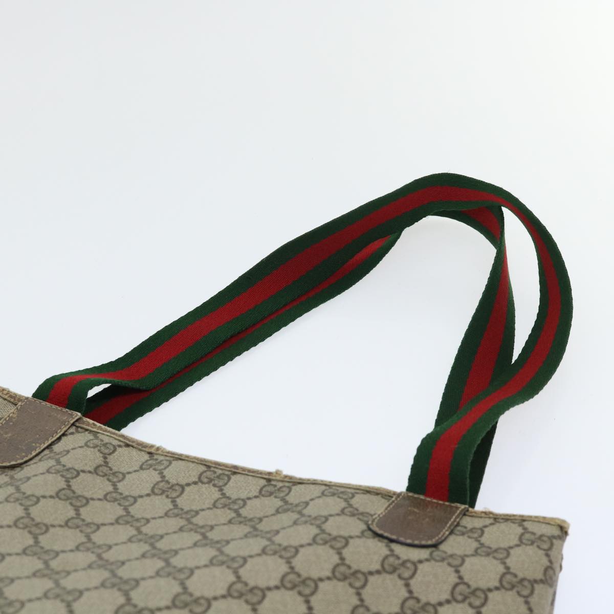 GUCCI GG Canvas Web Sherry Line Shoulder Bag PVC Leather 2Set Beige am4903
