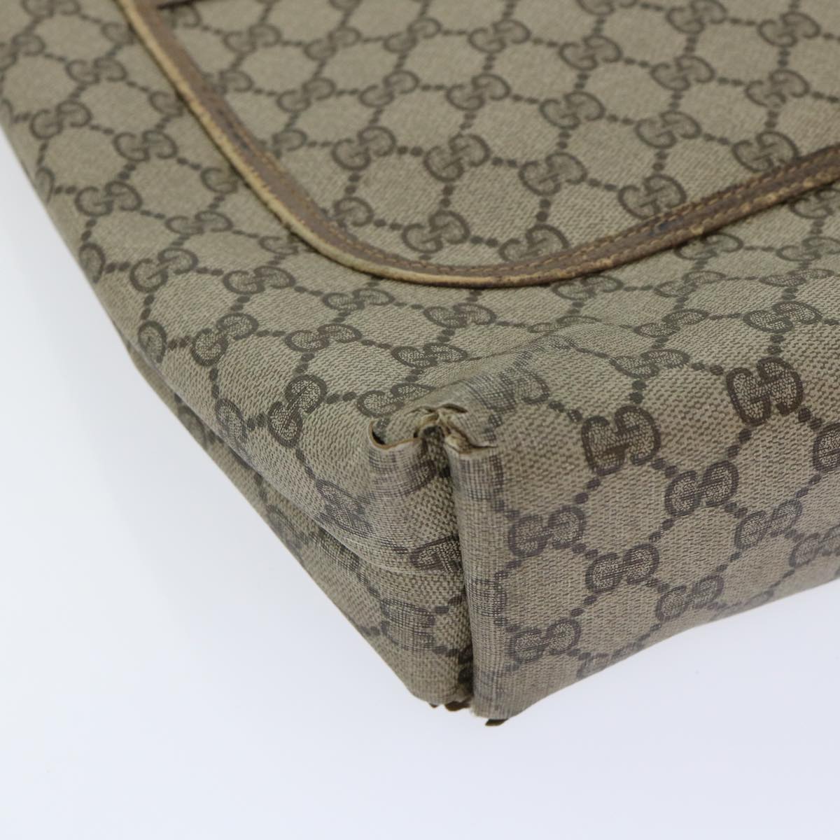 GUCCI GG Canvas Web Sherry Line Shoulder Bag PVC Leather 2Set Beige am4903