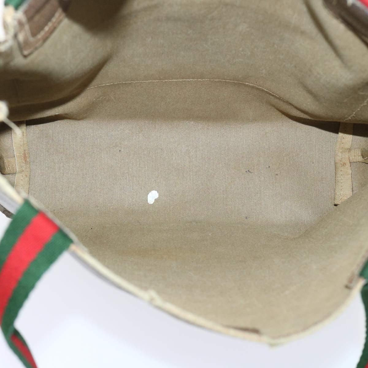 GUCCI GG Canvas Web Sherry Line Shoulder Bag PVC Leather 2Set Beige am4903