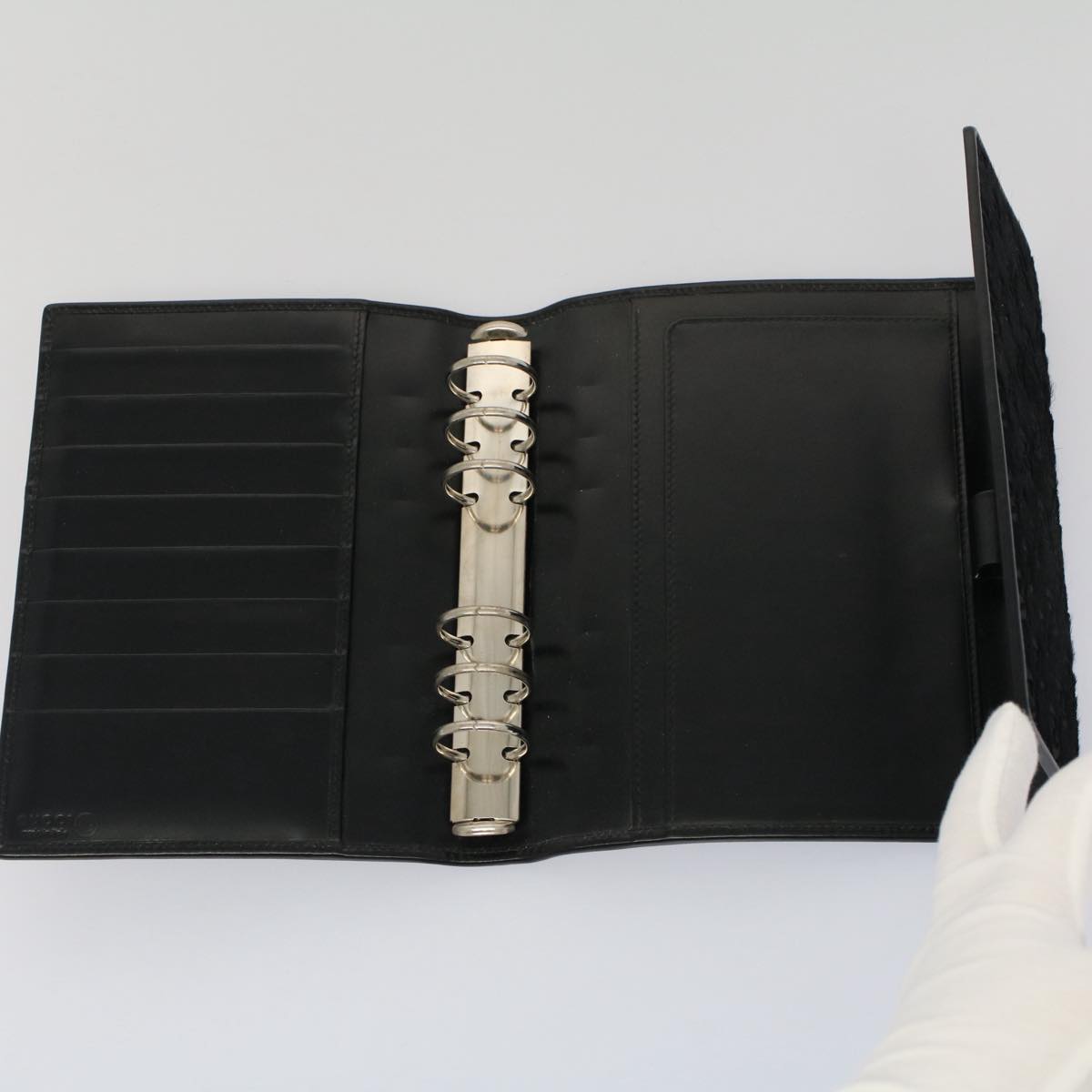 GUCCI GG Canvas Day Planner Cover Outlet Harako leather Black am4921