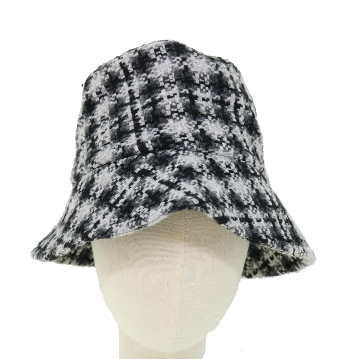 CHANEL COCO Mark Hat Wool S White Black CC am4943