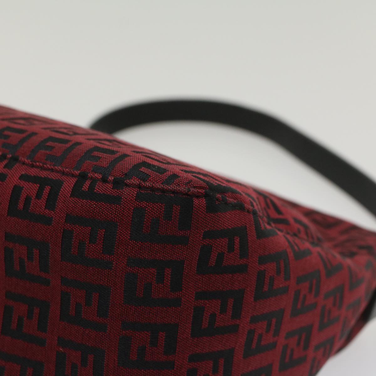 FENDI Zucchino Canvas Mamma Baguette Shoulder Bag Red am5029