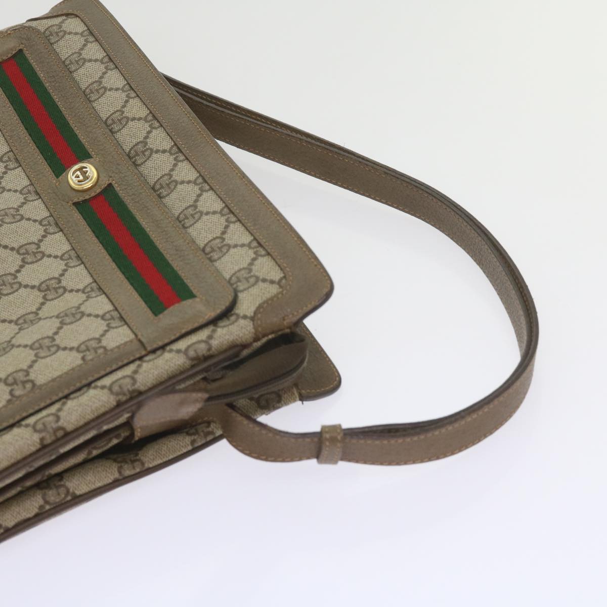 GUCCI GG Supreme Web Sherry Line Shoulder Bag Beige Red 41 02 090 am5260