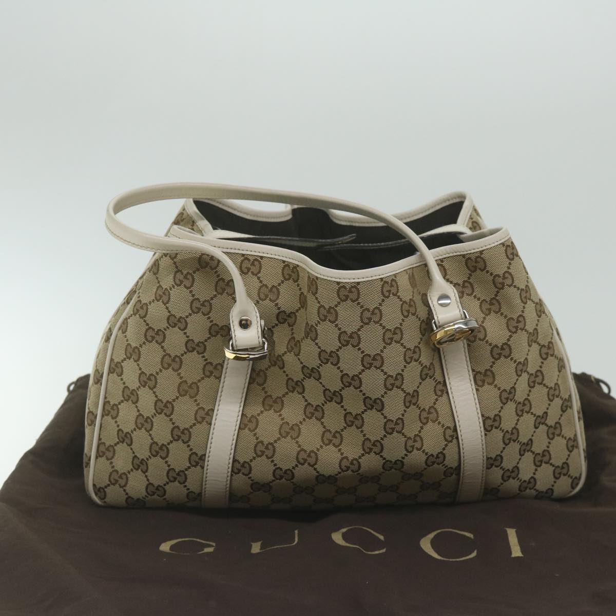 GUCCI GG Canvas GG Twins Tote Bag Beige 232957 am5445