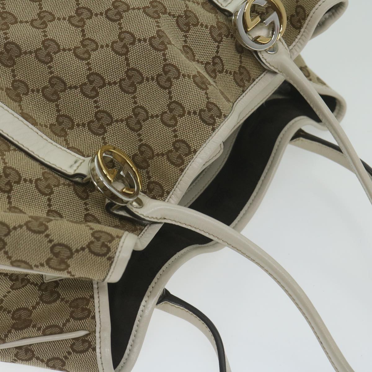 GUCCI GG Canvas GG Twins Tote Bag Beige 232957 am5445