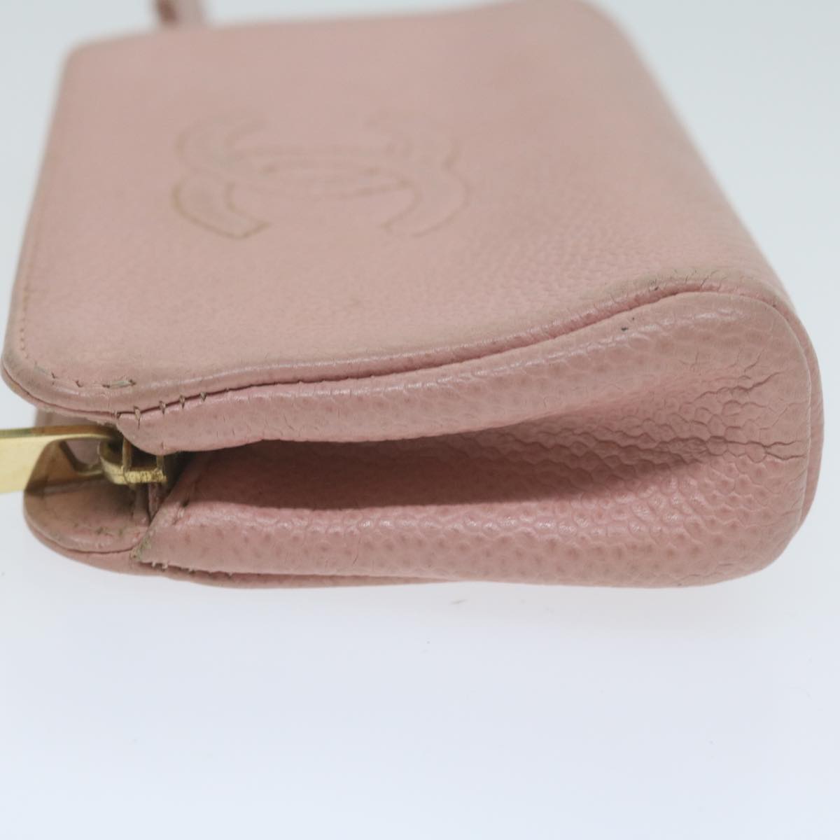 CHANEL Cosmetic Pouch Caviar Skin Pink CC am5668