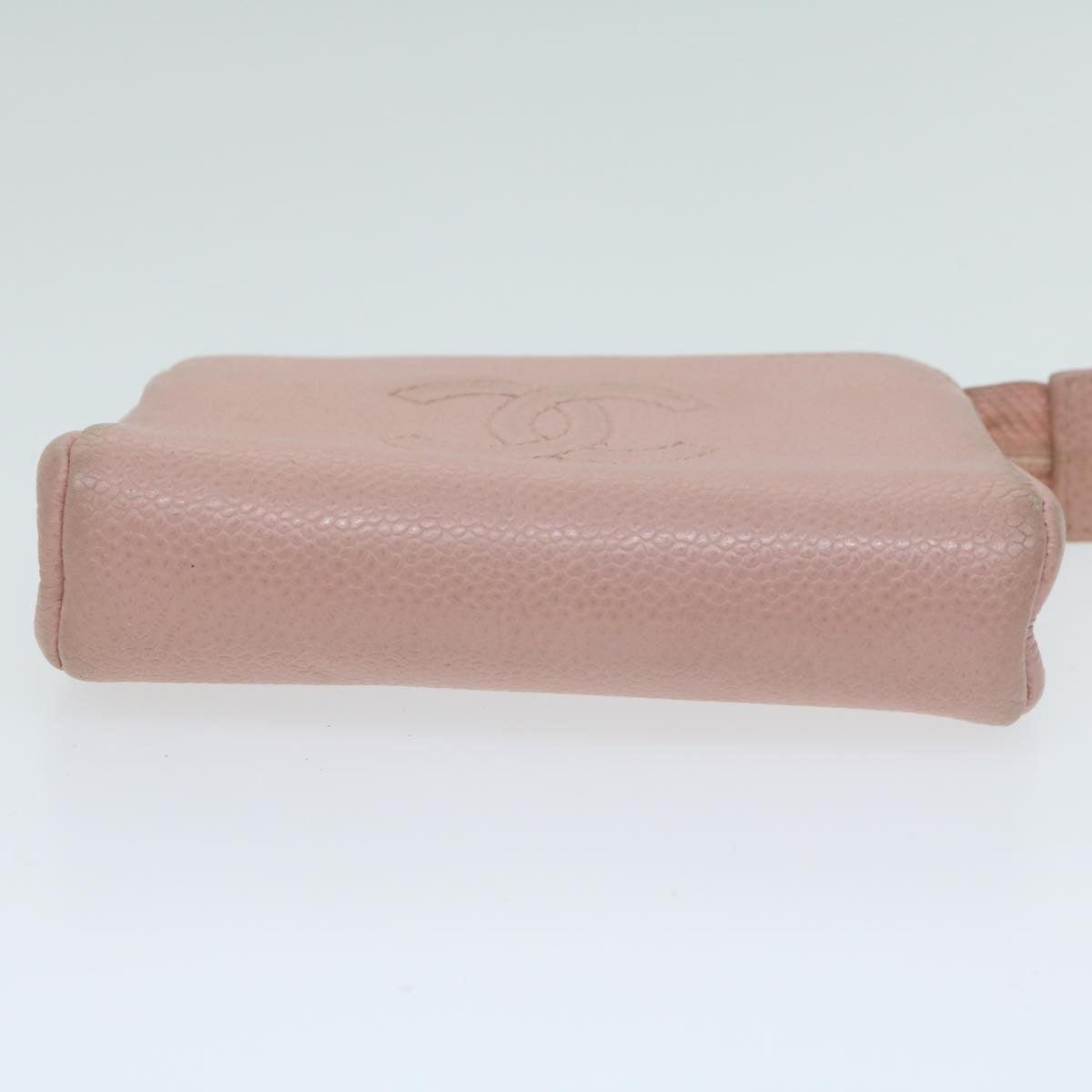 CHANEL Cosmetic Pouch Caviar Skin Pink CC am5668