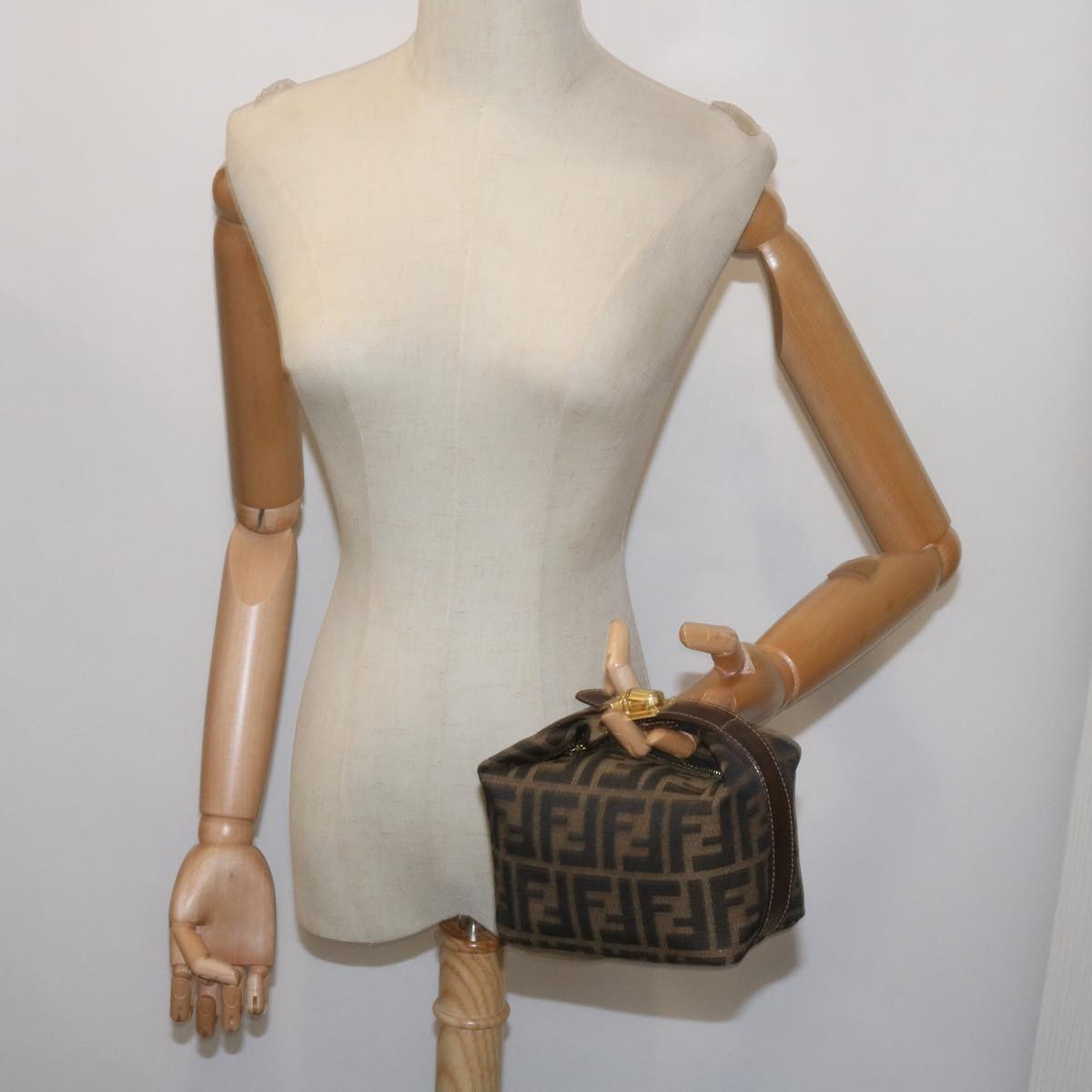 FENDI Zucca Canvas Mini Hand Bag Black Brown am5871A