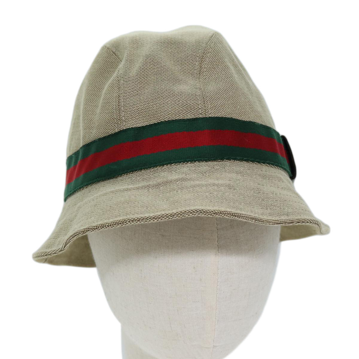GUCCI Web Sherry Line Hat Canvas M Beige Red Green am6132