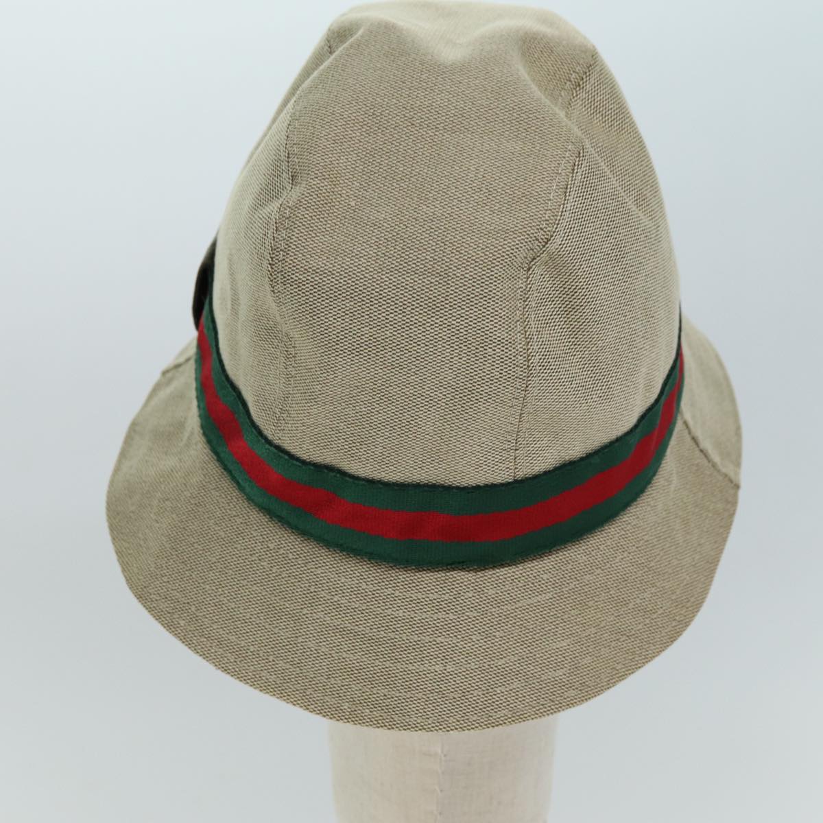 GUCCI Web Sherry Line Hat Canvas M Beige Red Green am6132