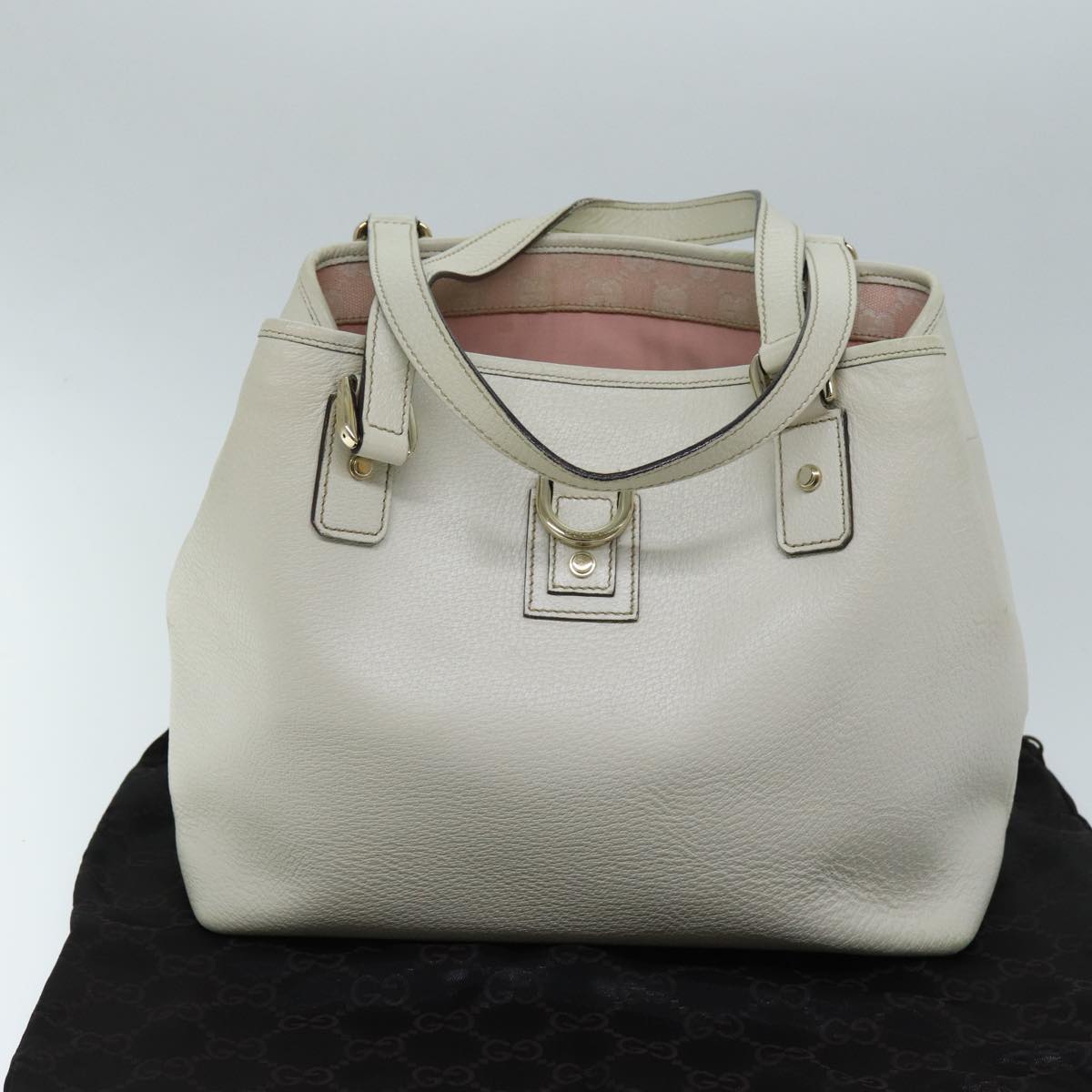 GUCCI Abbey Tote Bag Leather White 154373 am6134