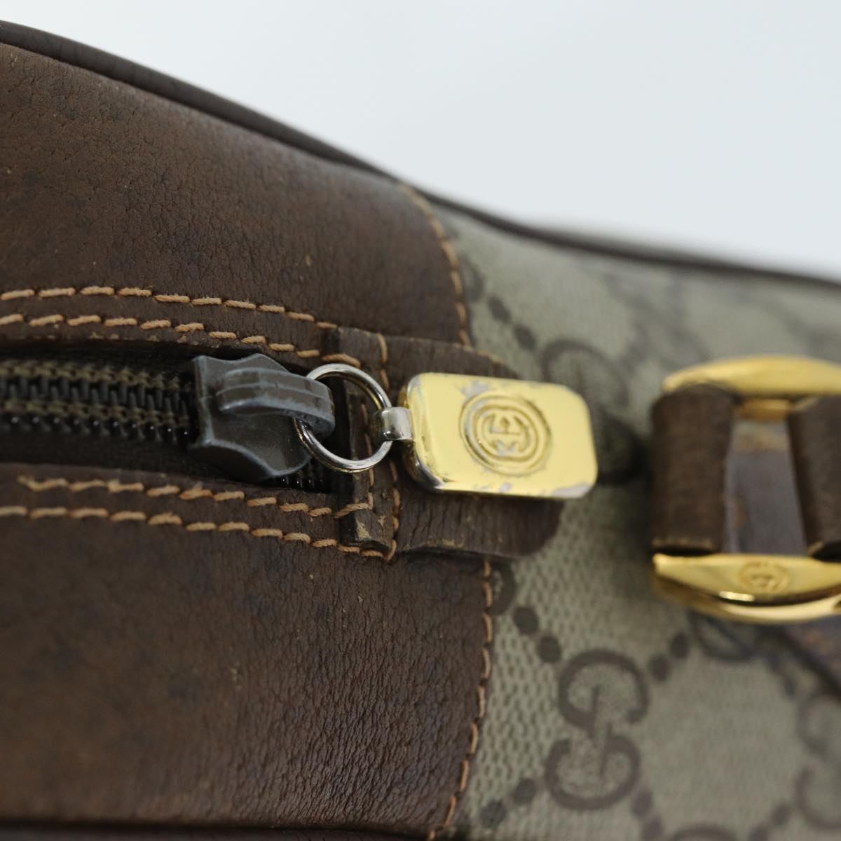 GUCCI GG Supreme Web Sherry Line Shoulder Bag PVC Beige 119 02 088 am6135