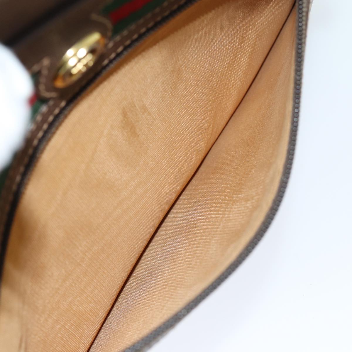 GUCCI GG Supreme Web Sherry Line Shoulder Bag PVC Beige 119 02 088 am6135