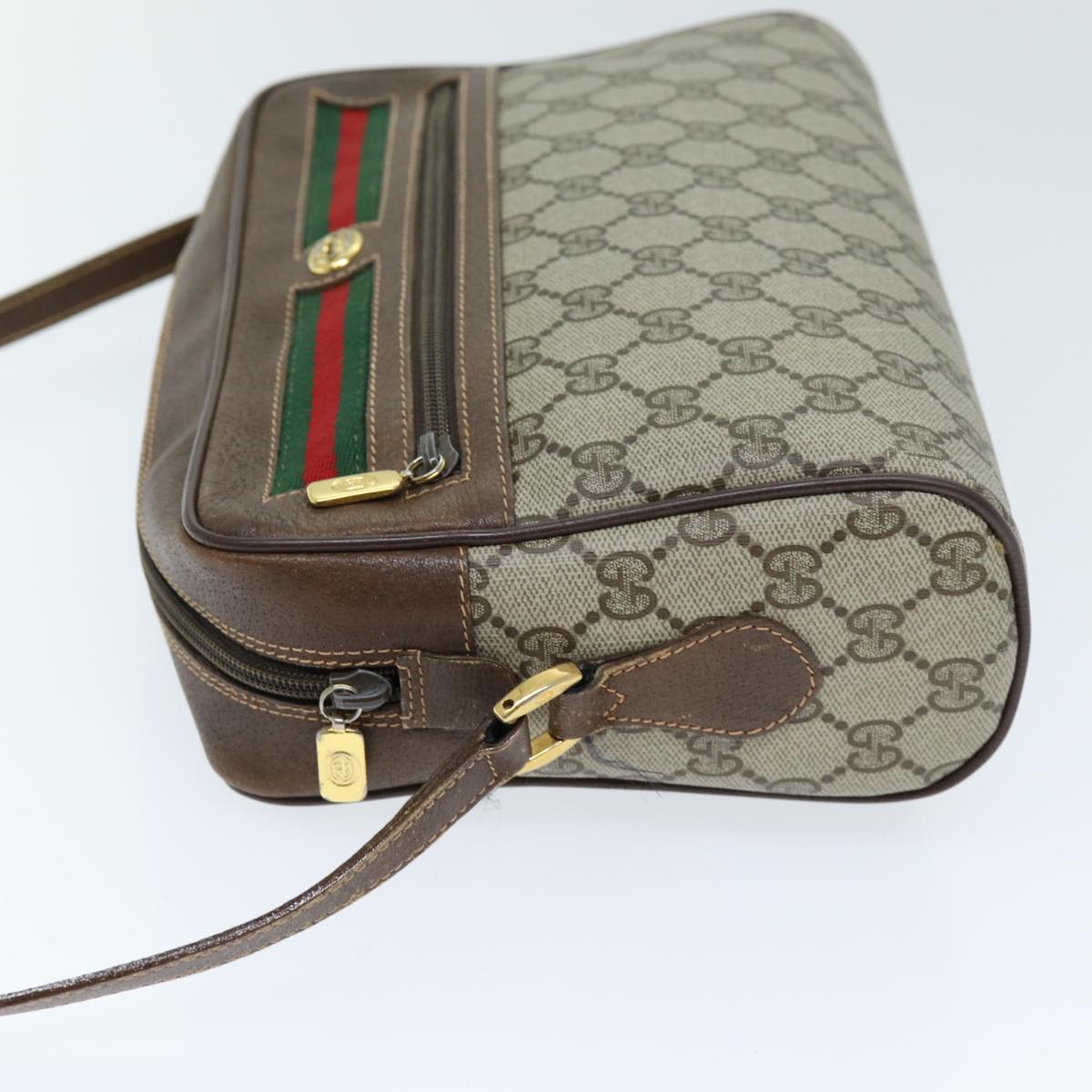 GUCCI GG Supreme Web Sherry Line Shoulder Bag PVC Beige 119 02 088 am6135