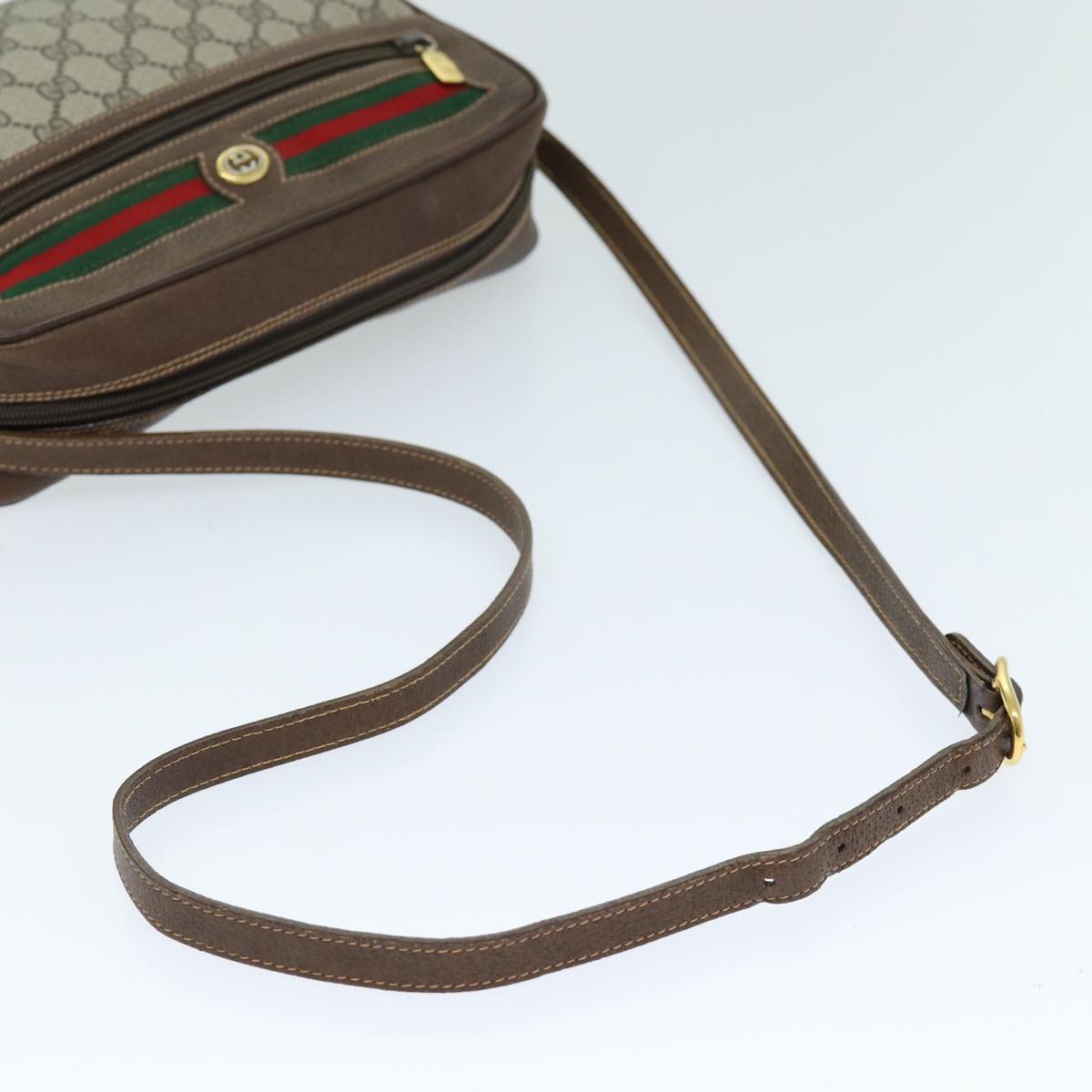 GUCCI GG Supreme Web Sherry Line Shoulder Bag PVC Beige 119 02 088 am6135