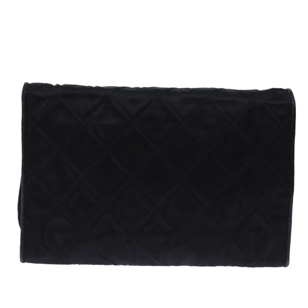 CHANEL Matelasse Chain Shoulder Bag Satin Black CC am6152A