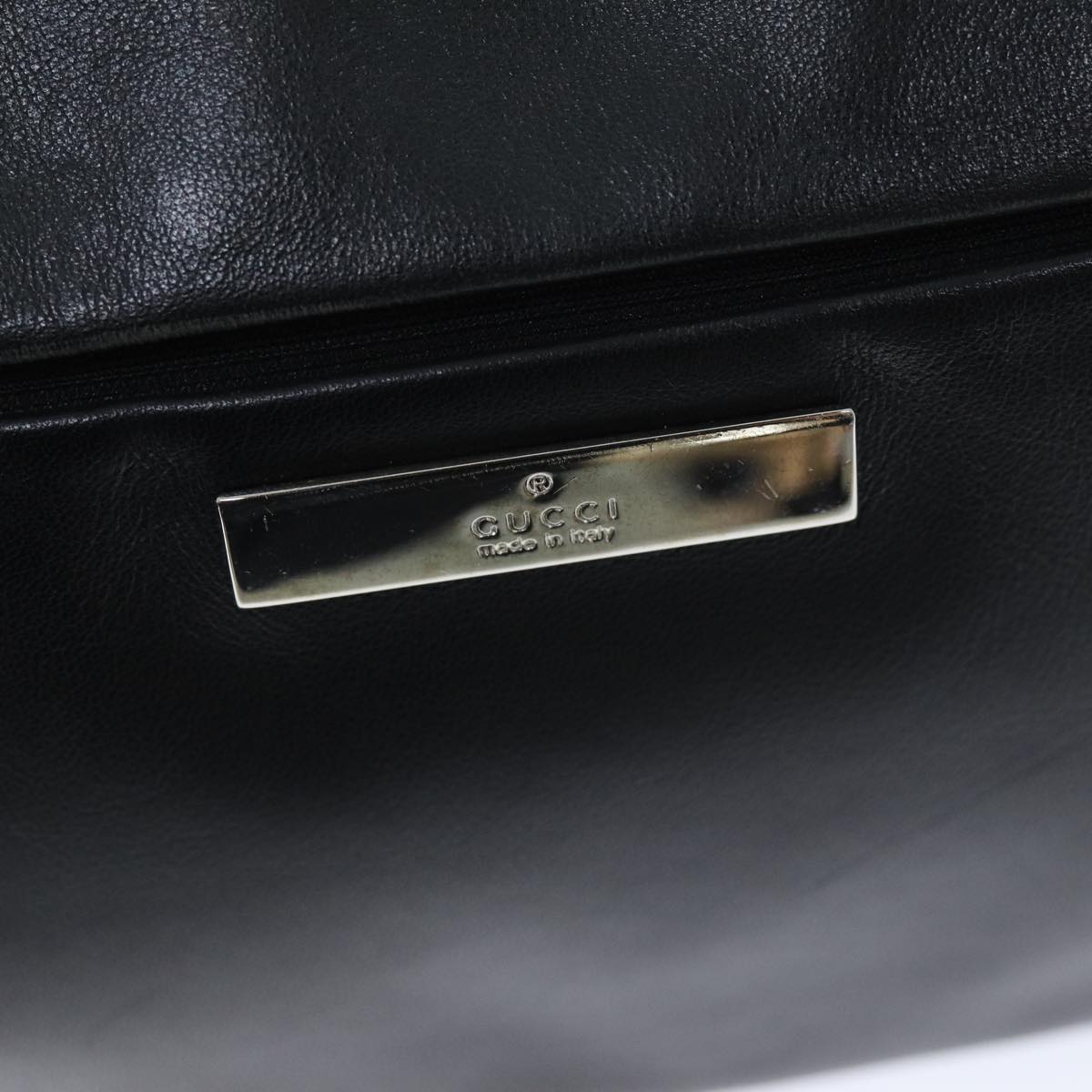 GUCCI Bamboo Shoulder Bag Leather Black 001 3865 am6186